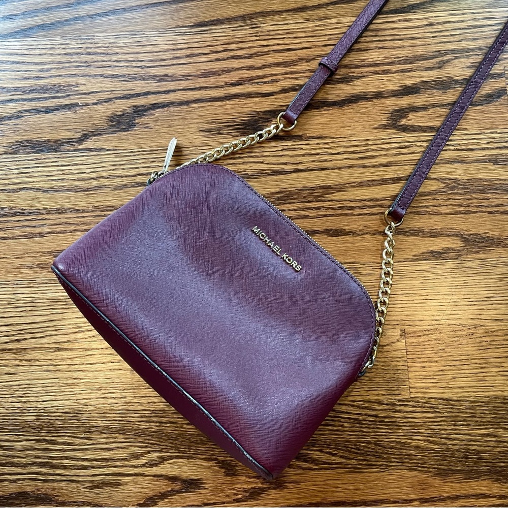 Micheal Kors Maroon Leather Crossbody